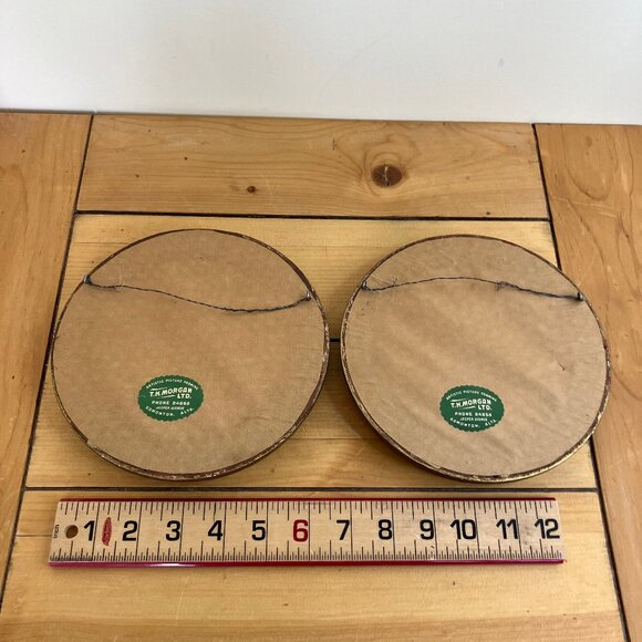 Rose Flower Original Pastel Art Signed Round Gesso Picture Frame Vintage Setof 2 - Picture 7 of 7